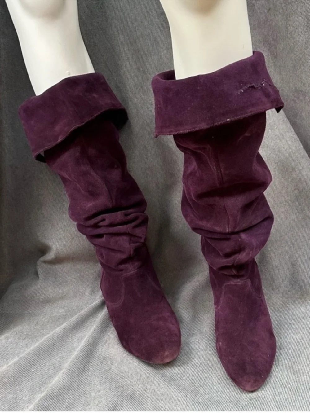 Purple suede leather pirate boots flat Sz 8 women’s